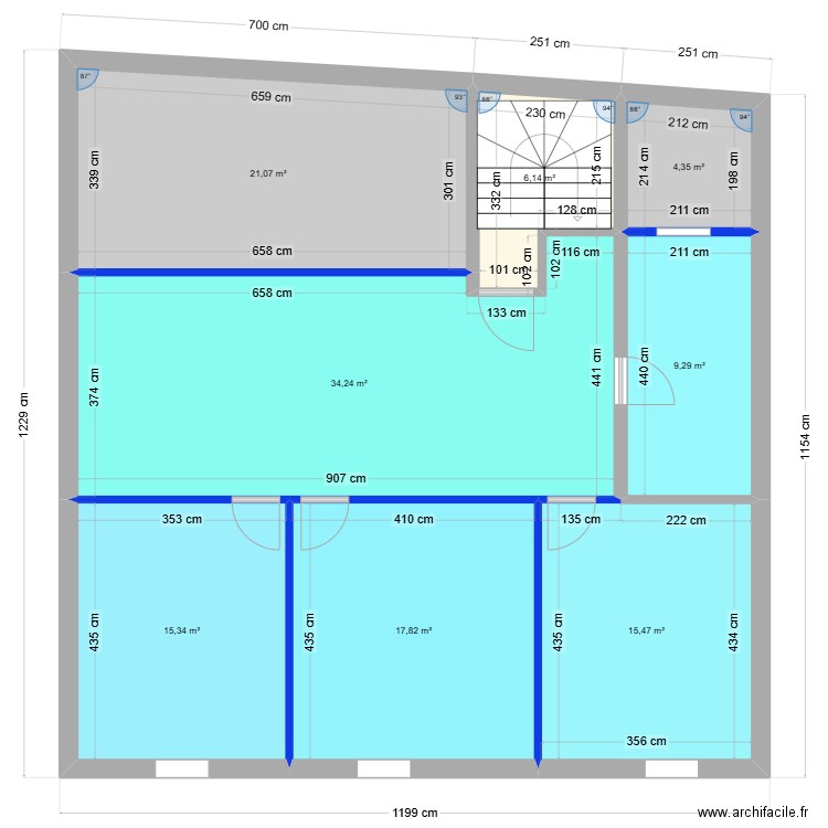 SAR CE 6 COMBLE PROJET. Plan de 8 pièces et 124 m2