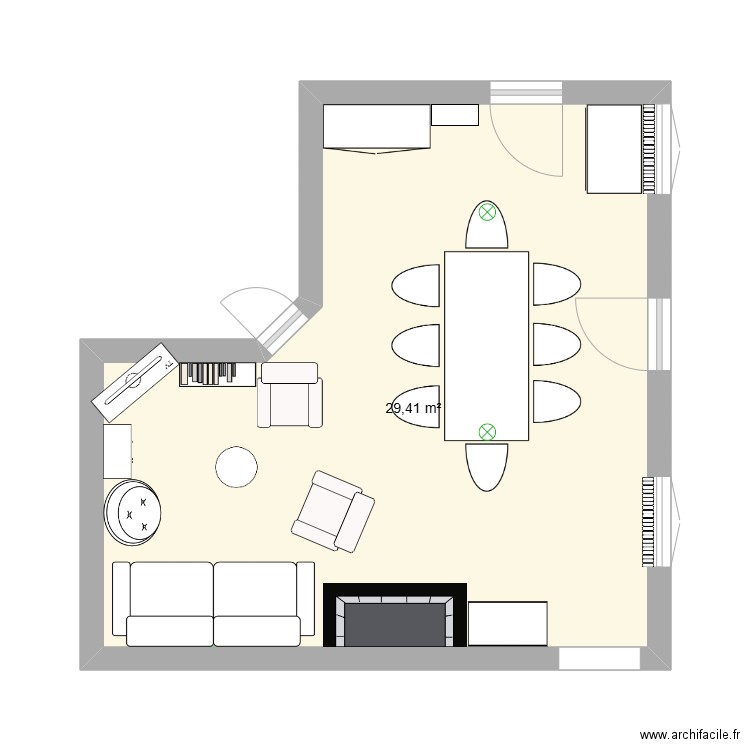 Séjour. Plan de 1 pièce et 29 m2