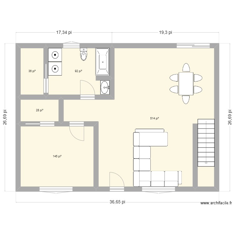 IdéeDanielle!. Plan de 5 pièces et 76 m2