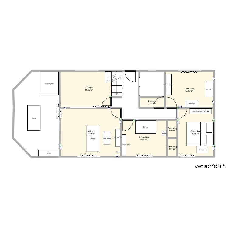 Maison Bolbec. Plan de 8 pièces et 60 m2