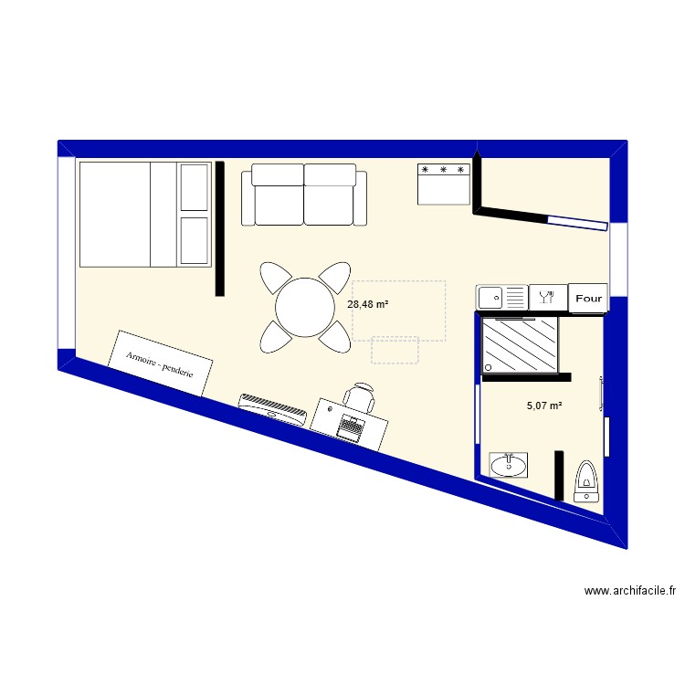 Aménagement garage 2. Plan de 2 pièces et 39 m2