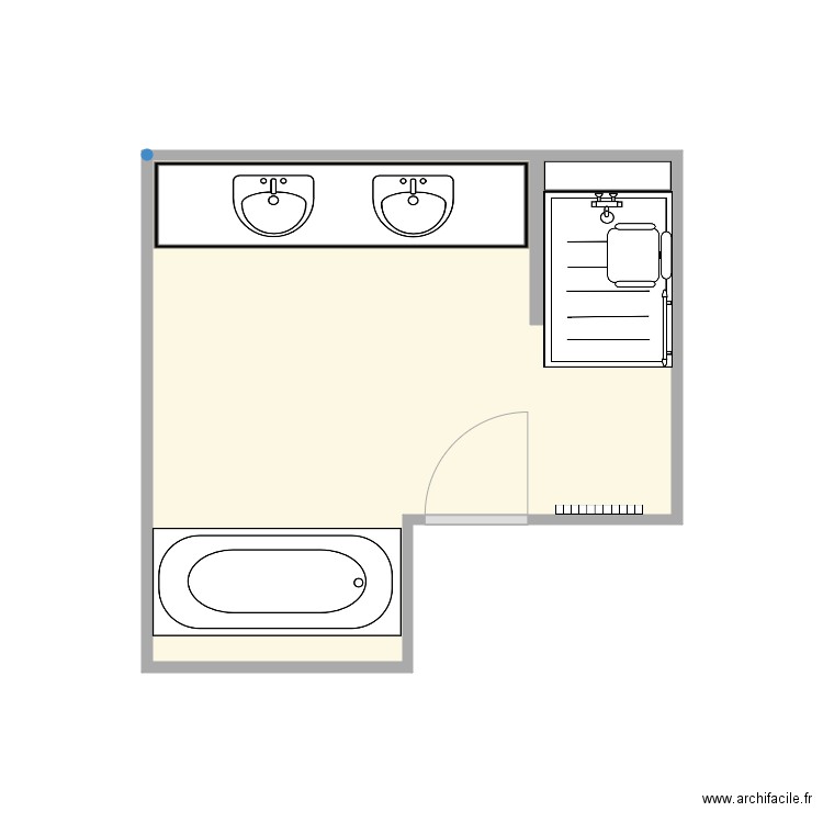 De coninck après travaux. Plan de 1 pièce et 10 m2