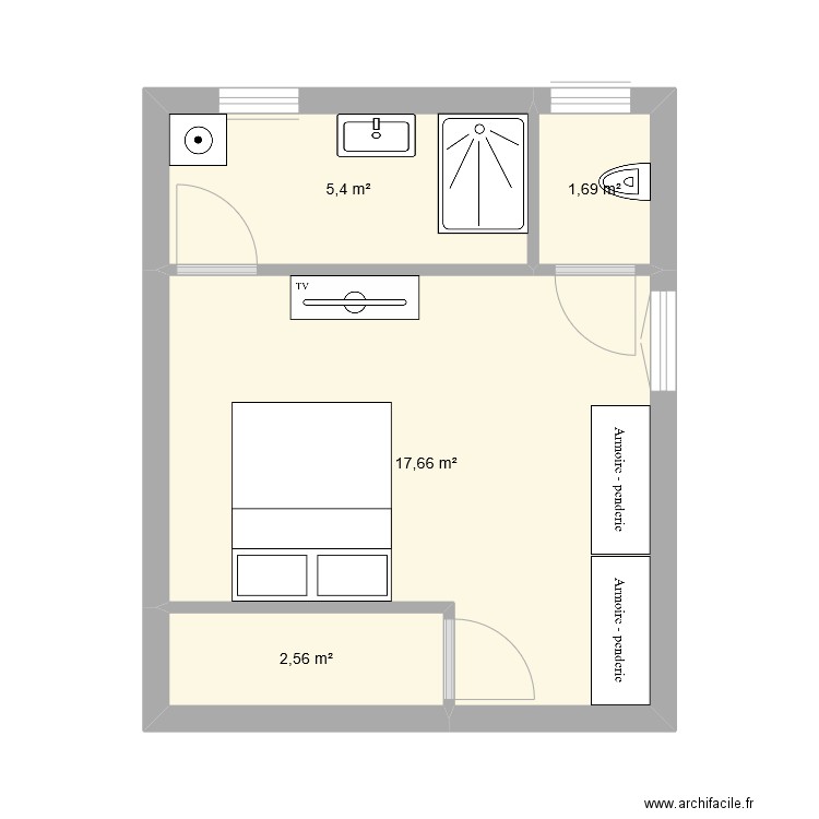 Ferriere Appart 2 Etage. Plan de 4 pièces et 27 m2