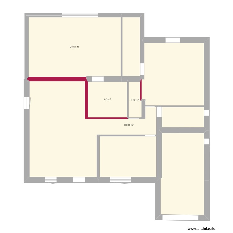 aubepines modifié. Plan de 4 pièces et 116 m2