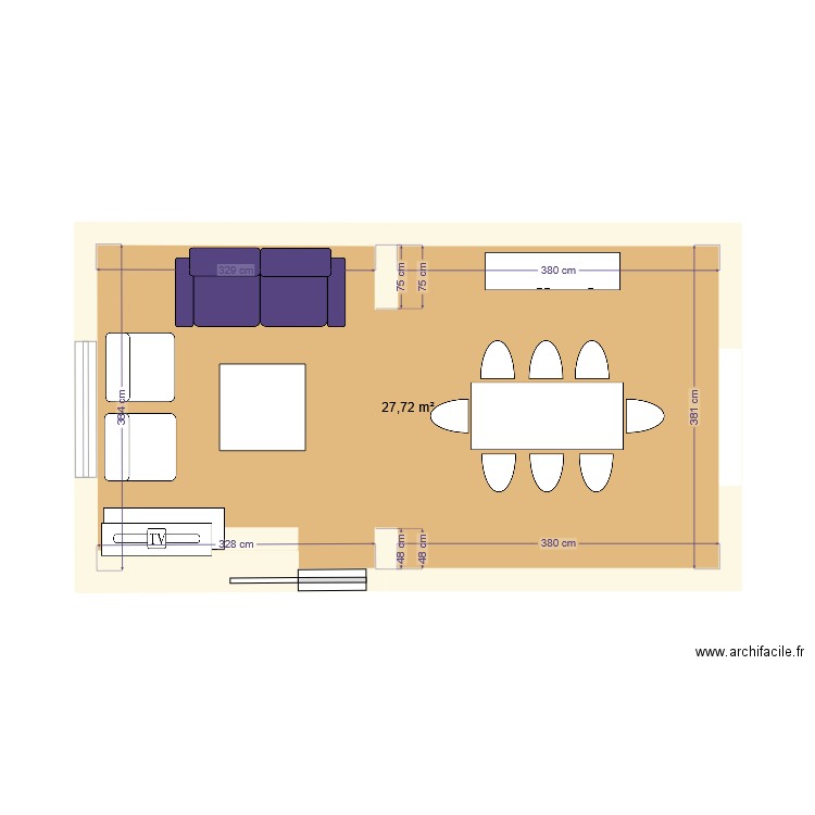 SALON BURBURE. Plan de 1 pièce et 28 m2