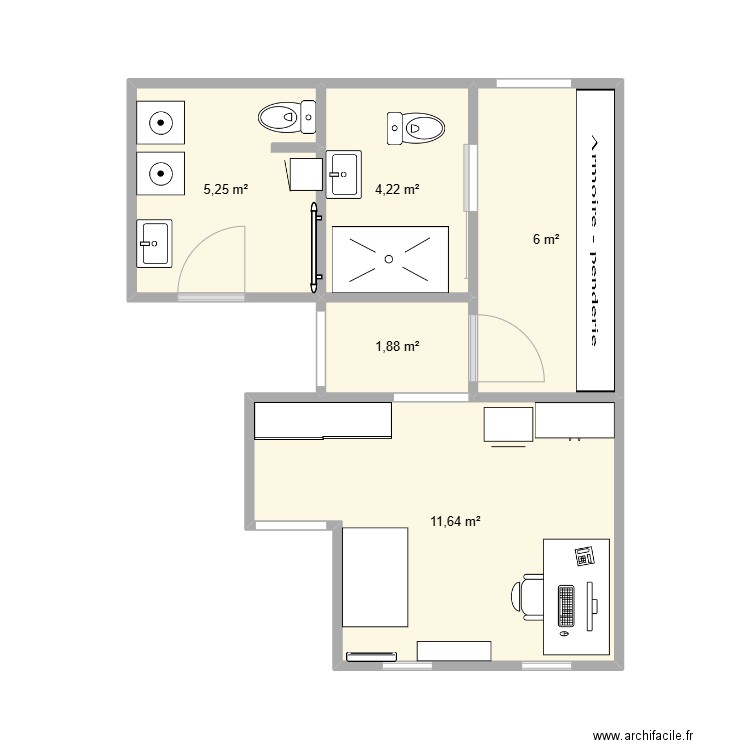 sous-sol. Plan de 5 pièces et 29 m2