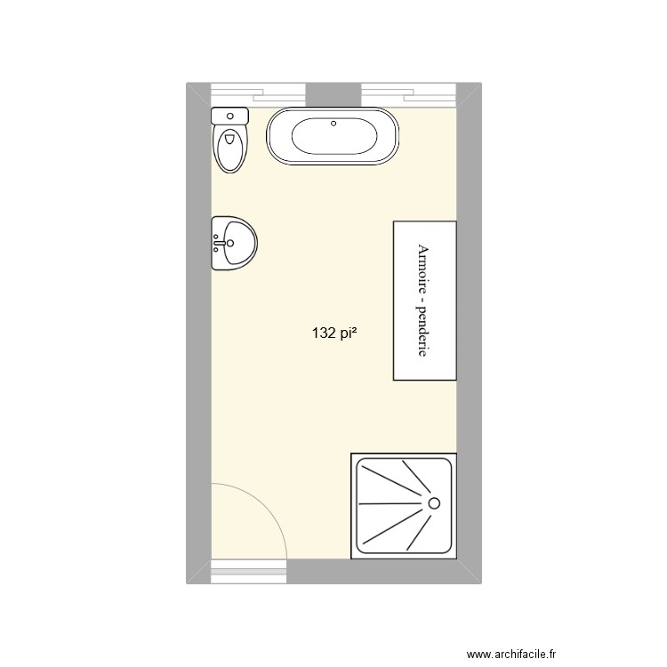 Plan de salle de bain. Plan de 1 pièce et 12 m2