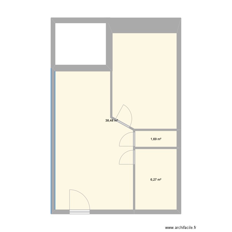 Modifie. Plan de 3 pièces et 46 m2