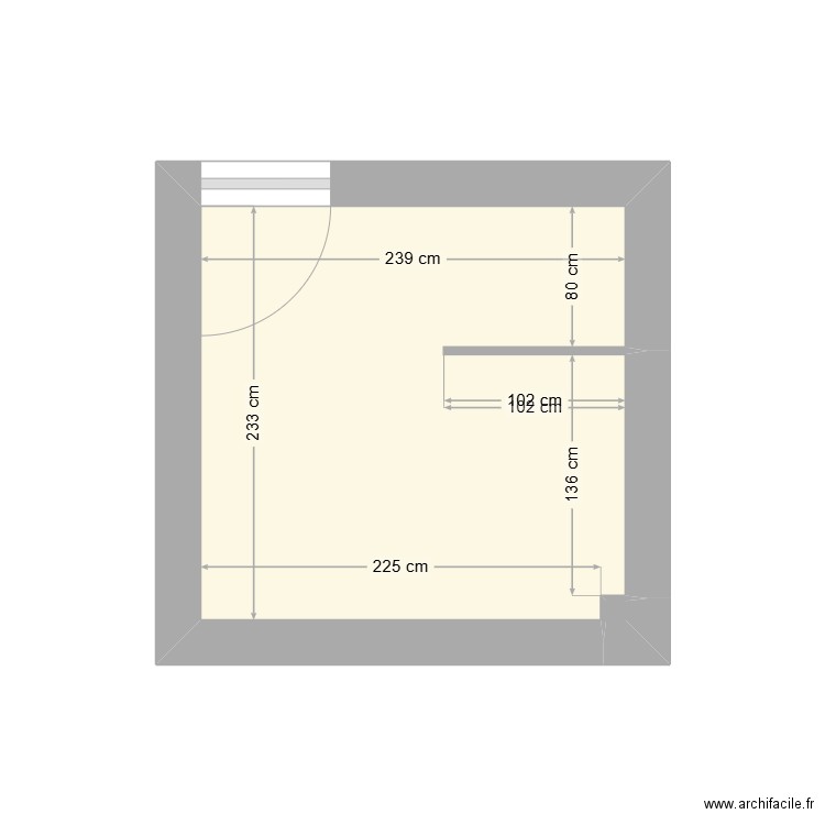 SdB. Plan de 2 pièces et 6 m2