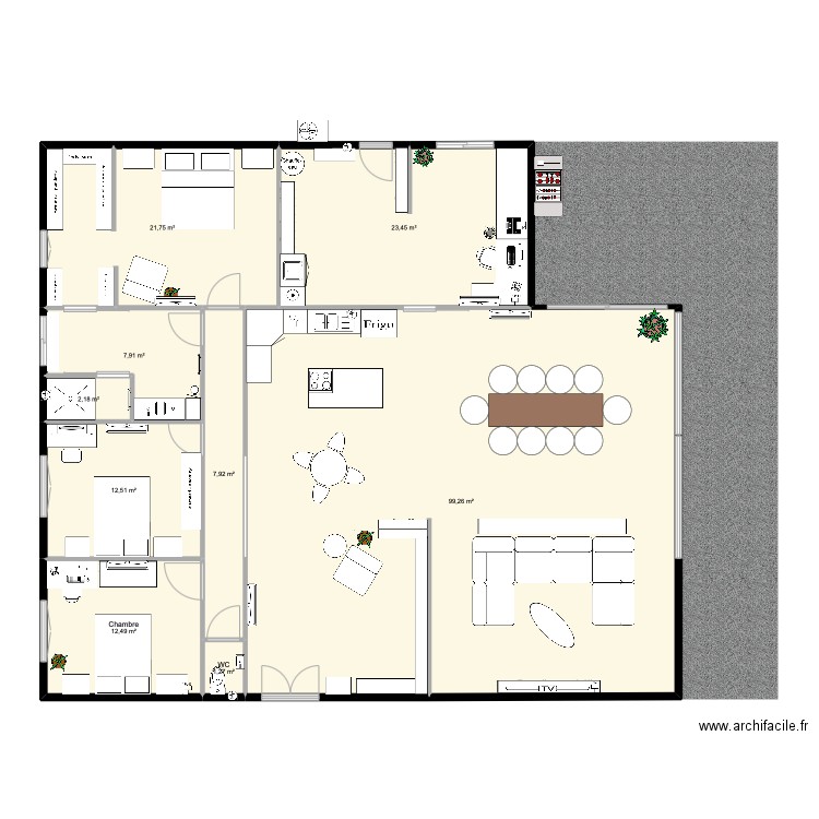 projet 2. Plan de 9 pièces et 189 m2