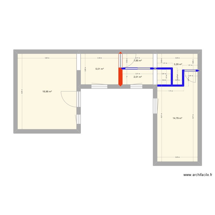 APT 4. Plan de 6 pièces et 46 m2