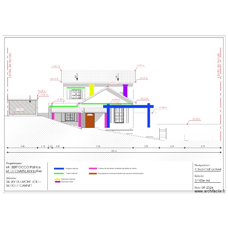 PCMI-5-façade SUD PROJET. Plan de 1 pièce et 52 m2