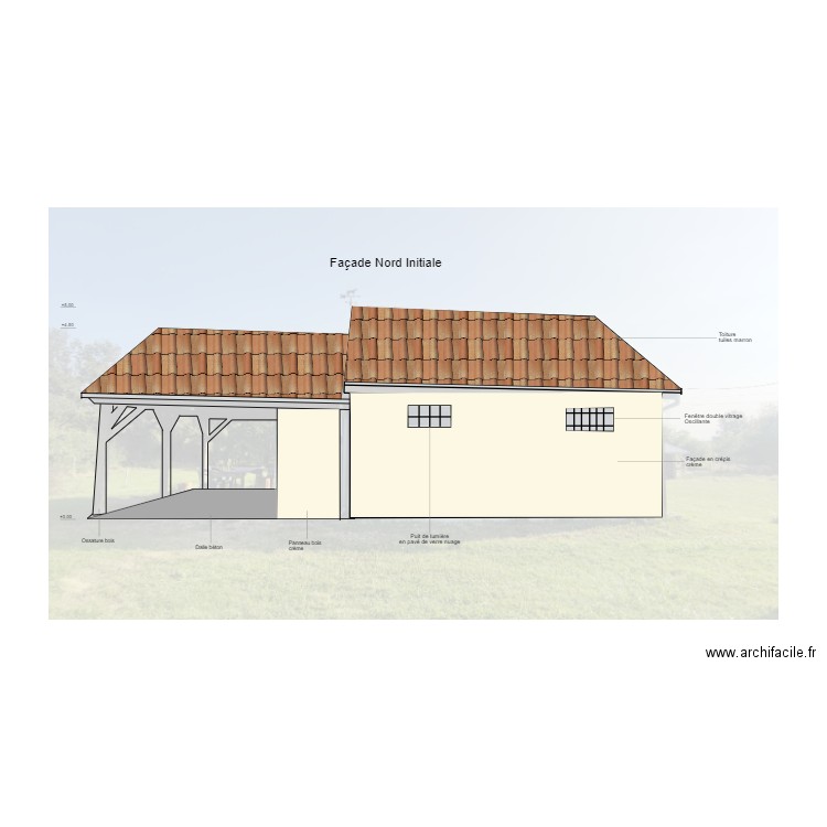 Facade Nord initiale. Plan de 0 pièce et 0 m2