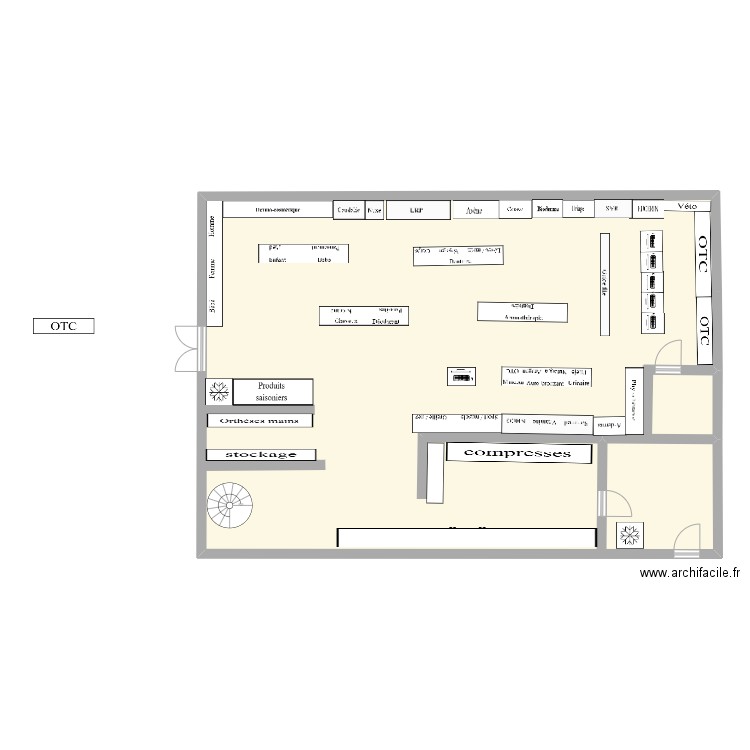 Ma pharmacie. Plan de 1 pièce et 166 m2