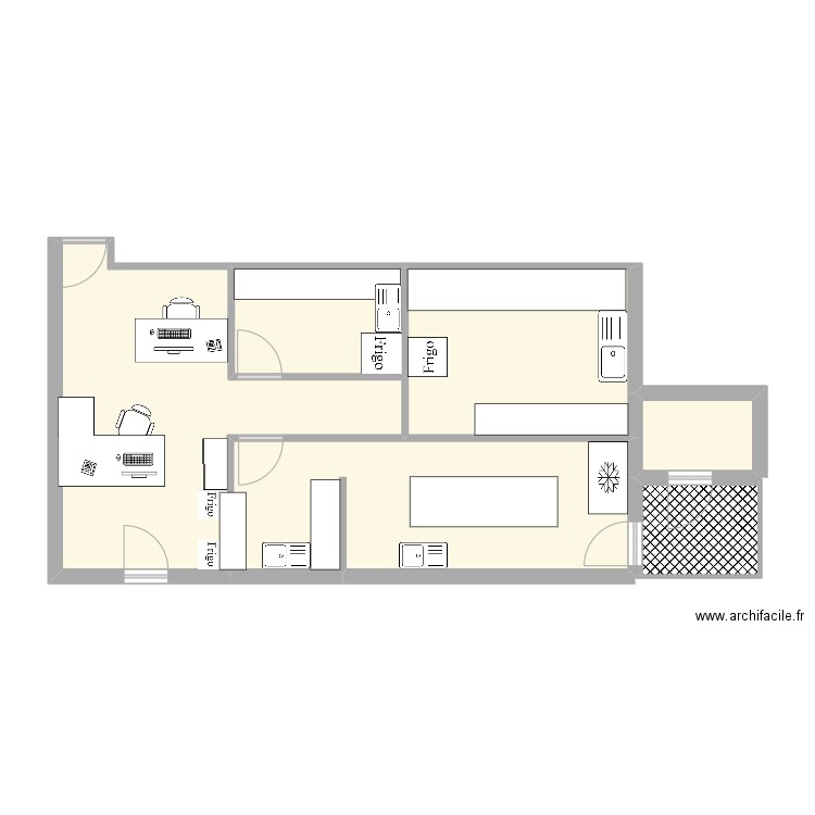 Plan labo pour rapport alternance. Plan de 6 pièces et 61 m2