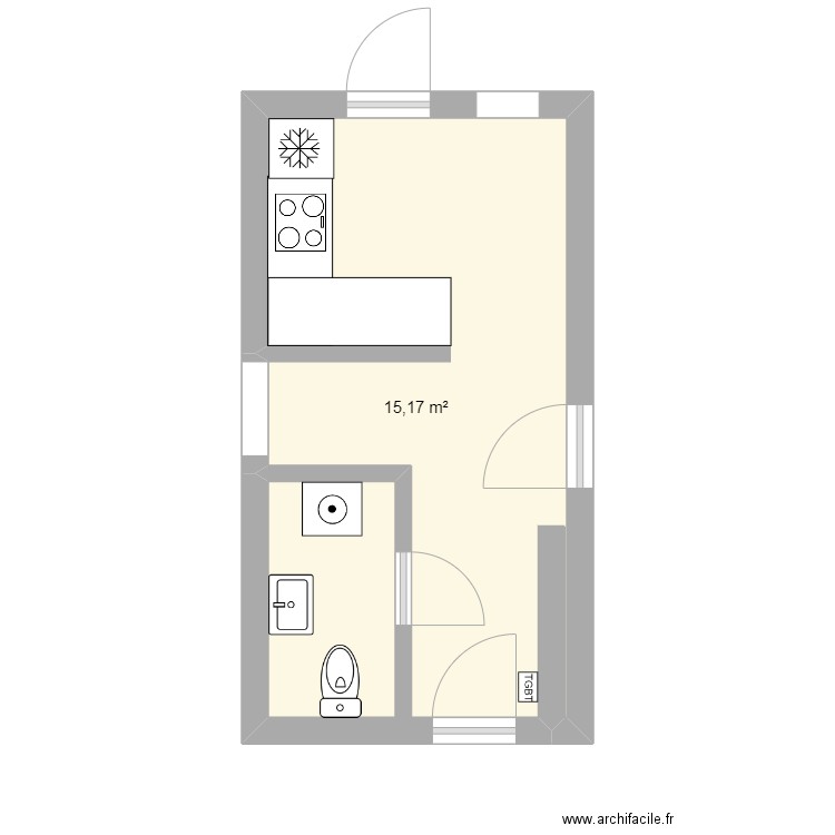 CUISINE. Plan de 1 pièce et 15 m2