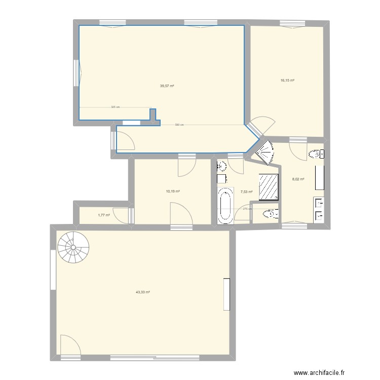 RDC Devant version 7. Plan de 7 pièces et 127 m2