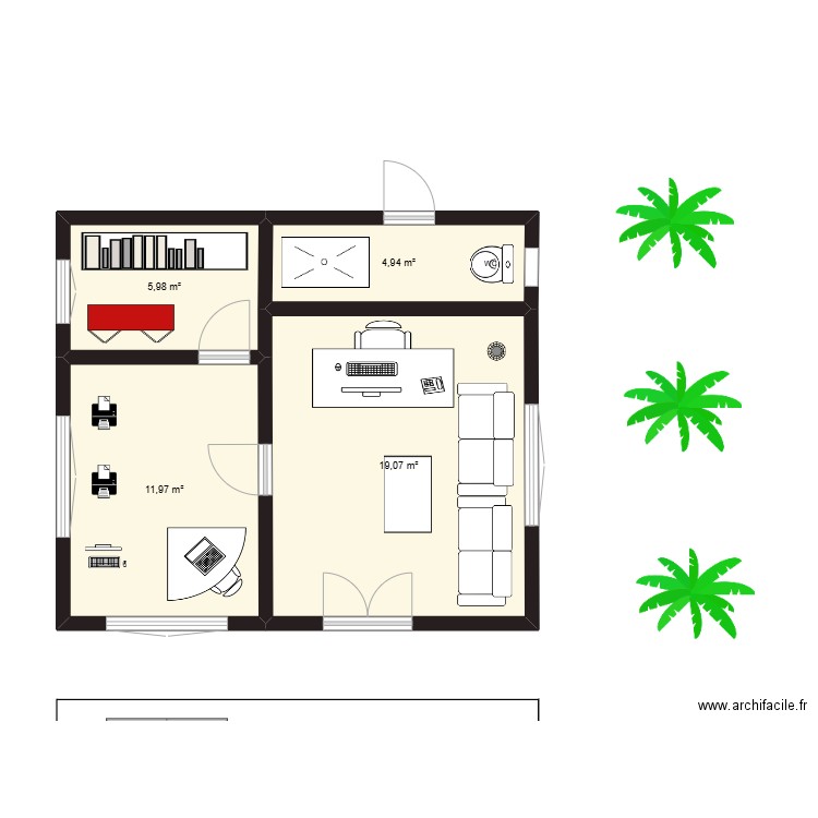 Plan ISC. Plan de 4 pièces et 42 m2