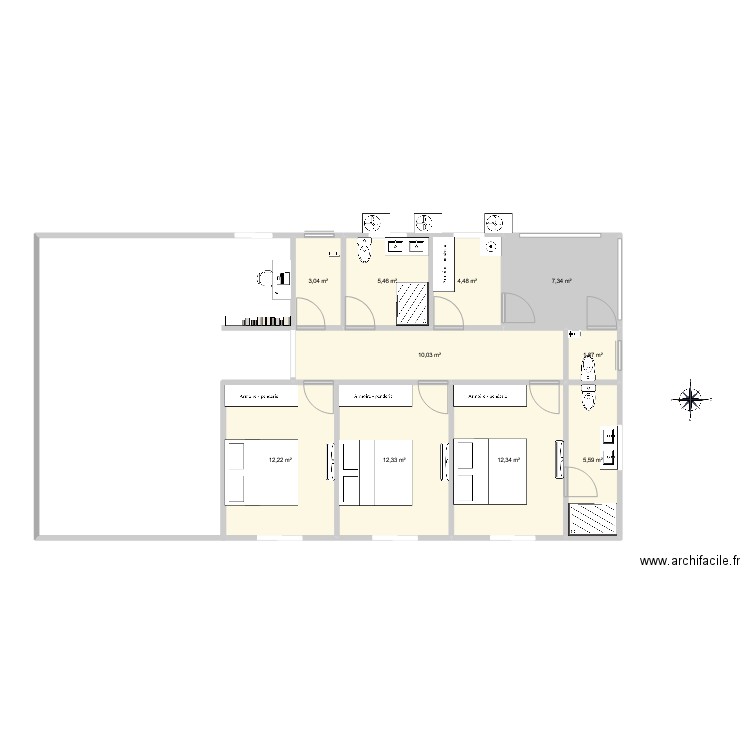 maison thailande. Plan de 10 pièces et 75 m2