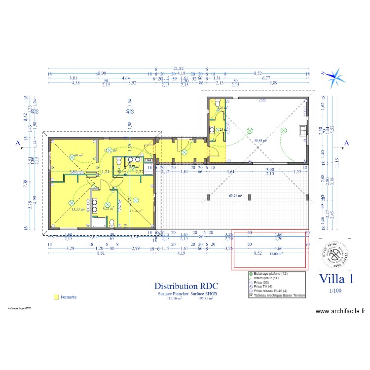 plan de distrisbution villa 1. Plan de 0 pièce et 0 m2