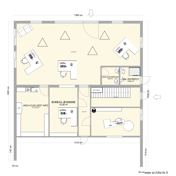 Jean Monnet. Plan de 8 pièces et 152 m2