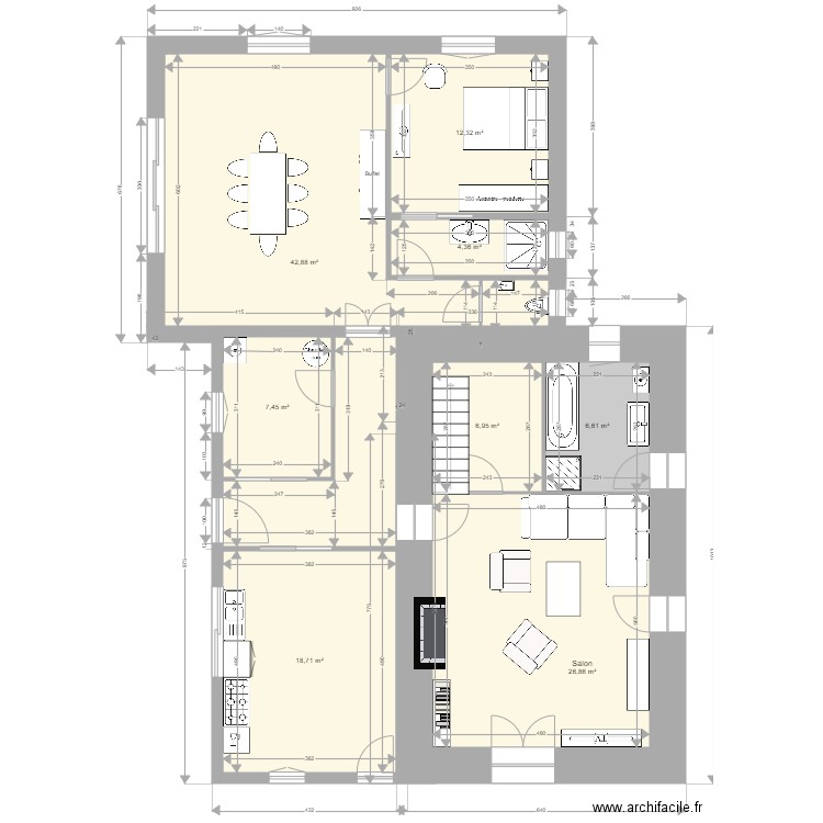 P Sylvie 8. Plan de 8 pièces et 126 m2