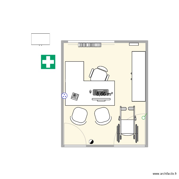 Bureau IDE Ferté v2. Plan de 1 pièce et 9 m2