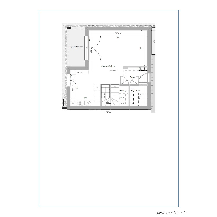 cuisine marignier. Plan de 1 pièce et 50 m2