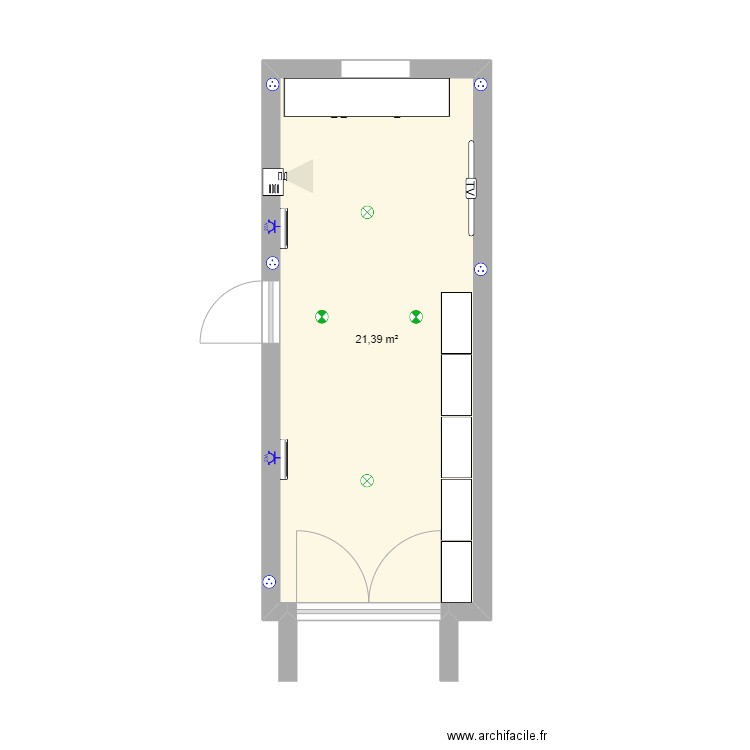 garage. Plan de 1 pièce et 21 m2