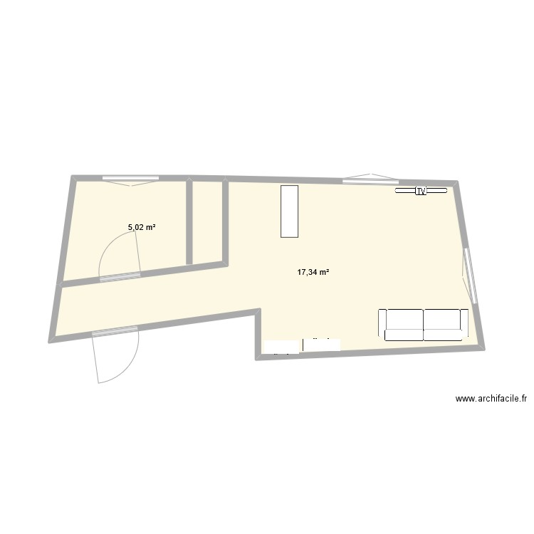 Appartement. Plan de 2 pièces et 22 m2