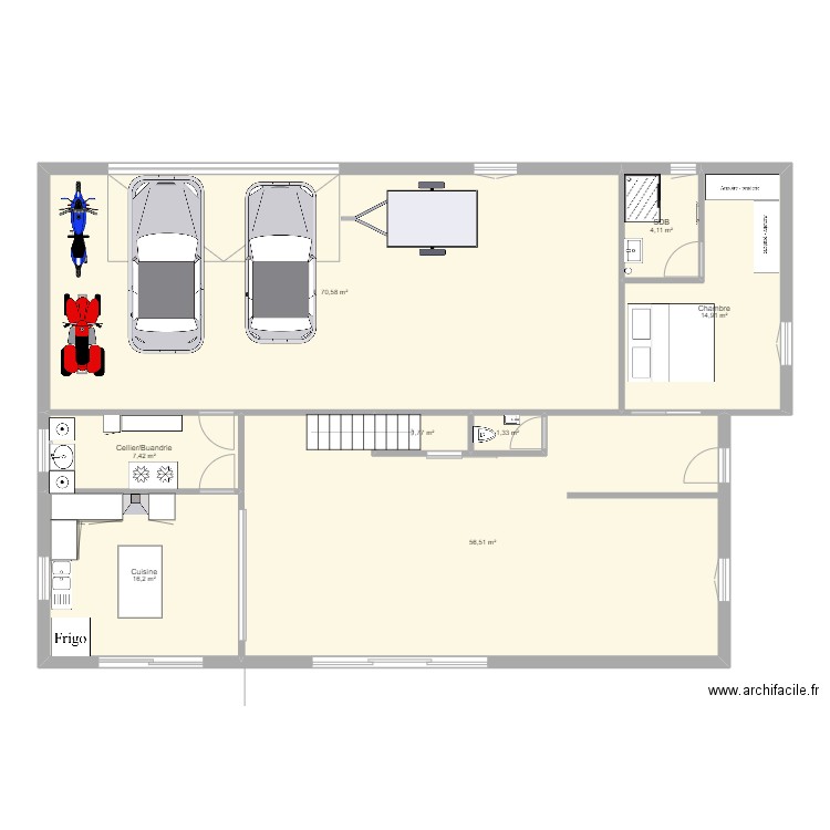 MAISON PLAN 1. Plan de 8 pièces et 173 m2