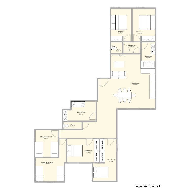 BLONVILLE 204-203. Plan de 12 pièces et 143 m2