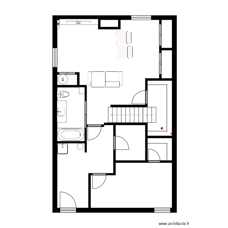 Laberge vide. Plan de 4 pièces et 66 m2