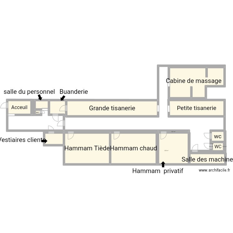 dossier spa. Plan de 19 pièces et 156 m2