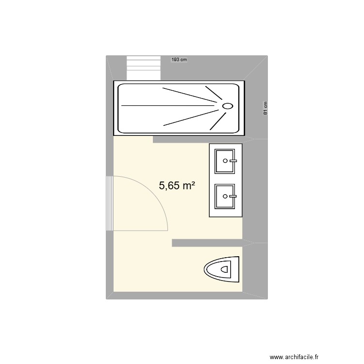 SDB JULIE . Plan de 1 pièce et 6 m2