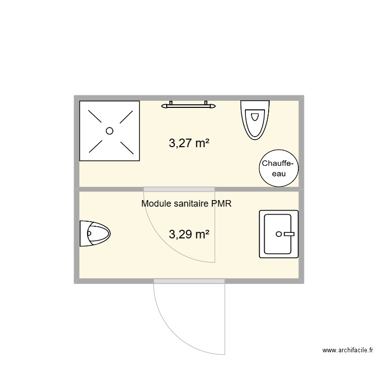 Club canin. Plan de 2 pièces et 7 m2