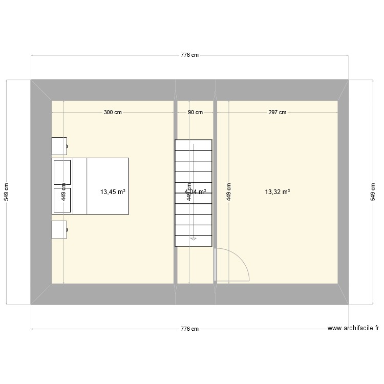 Rennes grenier. Plan de 3 pièces et 31 m2