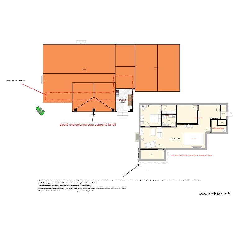 maison a parent ( pour béton soumission ). Plan de 10 pièces et 315 m2