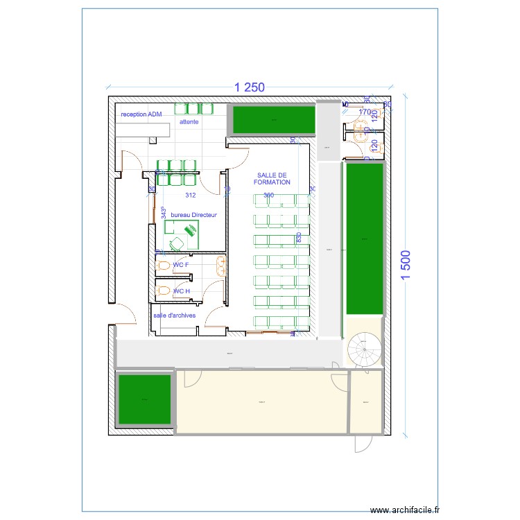 Plan Bur Songon. Plan de 10 pièces et 524 m2