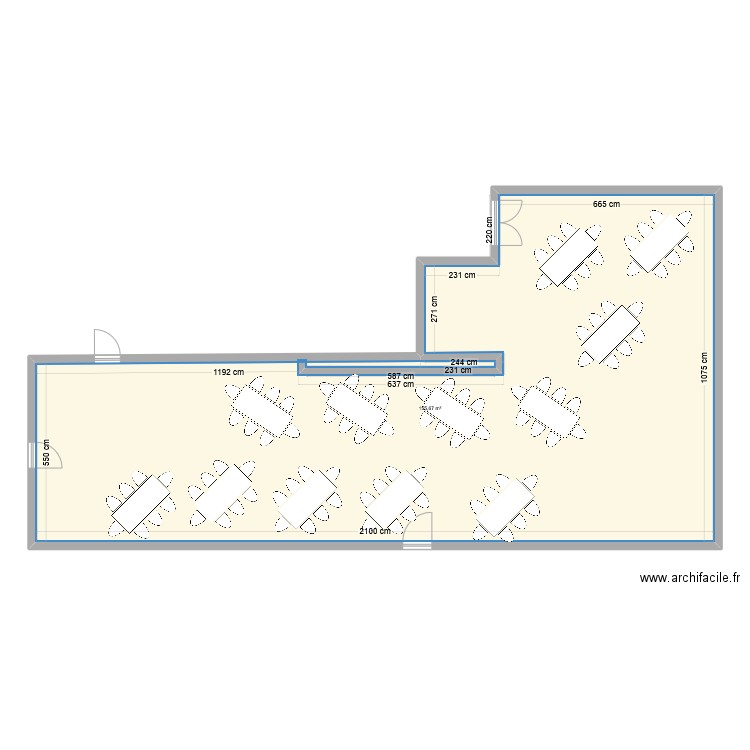 salle de réception. Plan de 1 pièce et 156 m2