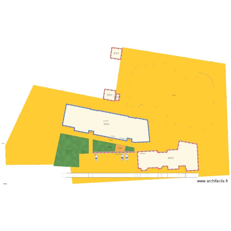 Tramoyes vue aérienne. Plan de 5 pièces et 1307 m2