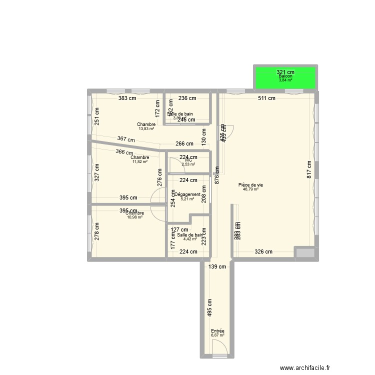 JEANNEY. Plan de 11 pièces et 111 m2