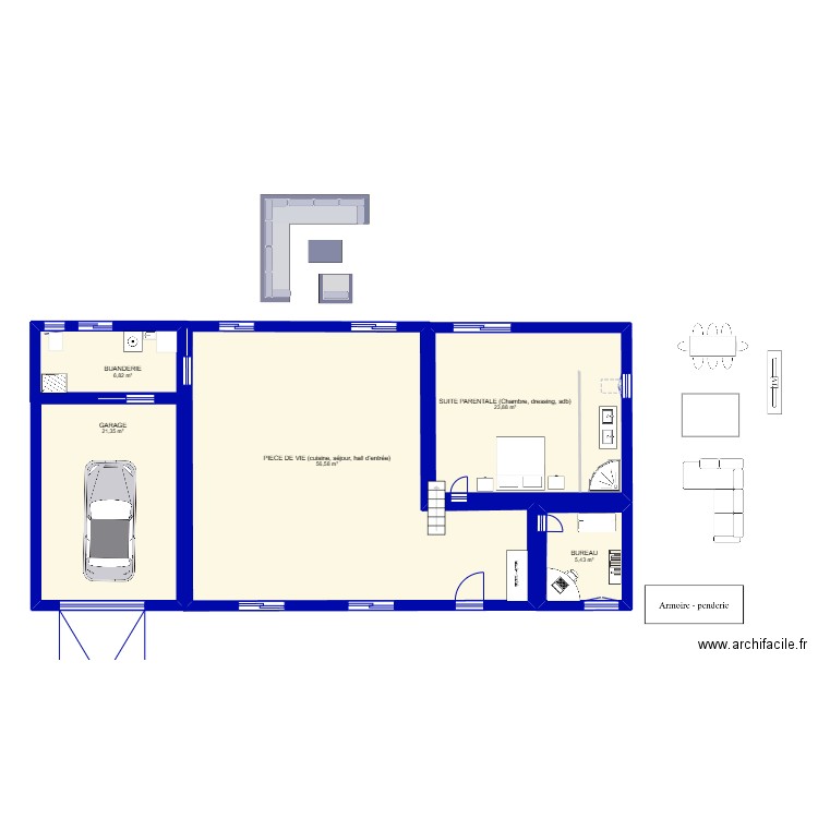 rdc bis EDDAOUDI. Plan de 5 pièces et 114 m2