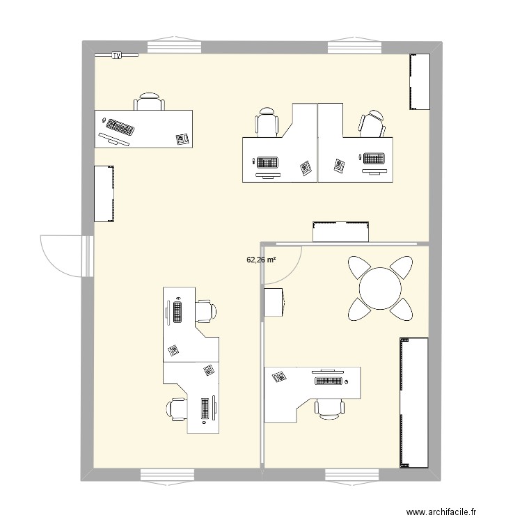 Open space chef Nord Est 2. Plan de 1 pièce et 62 m2