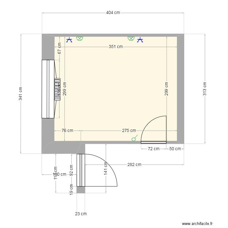 Plan chambre 3 . Plan de 1 pièce et 10 m2