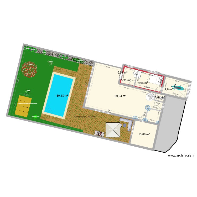 garage. Plan de 9 pièces et 252 m2