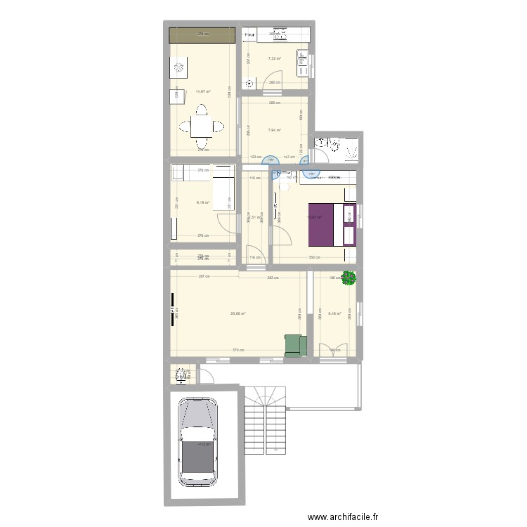 plan v3. Plan de 11 pièces et 101 m2