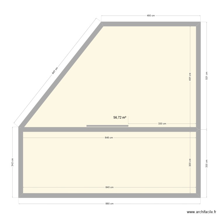 construction brute. Plan de 3 pièces et 119 m2