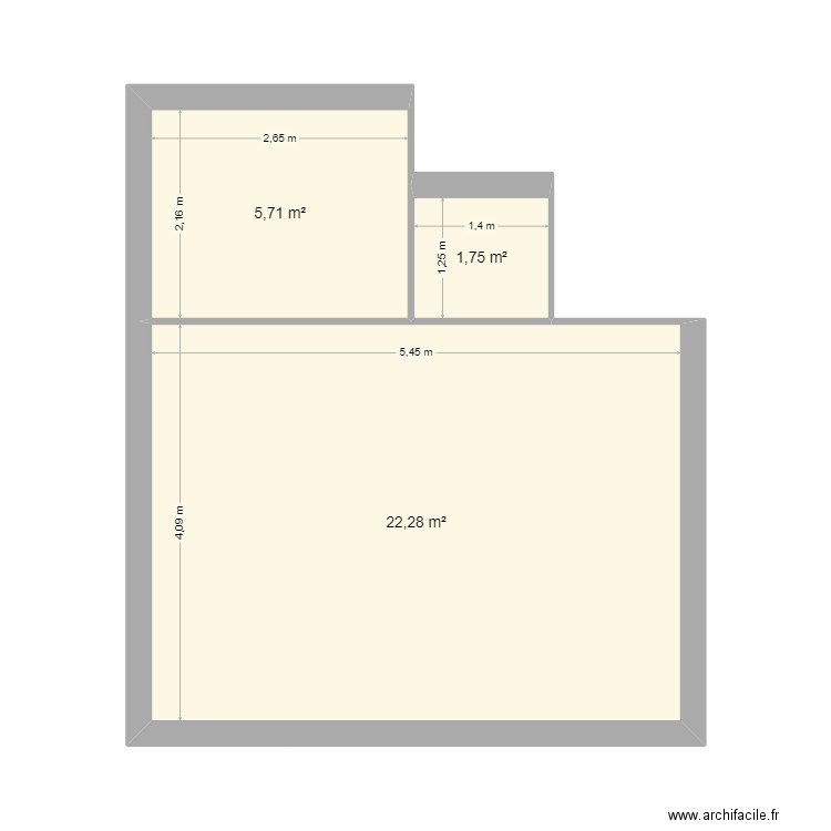 appart. Plan de 3 pièces et 30 m2