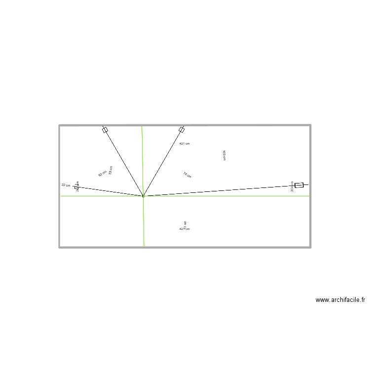 HOME CINEMA vue coté. Plan de 1 pièce et 9 m2